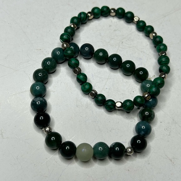Malachite & Moss Agate Bracelet Set - Picture 3 of 3